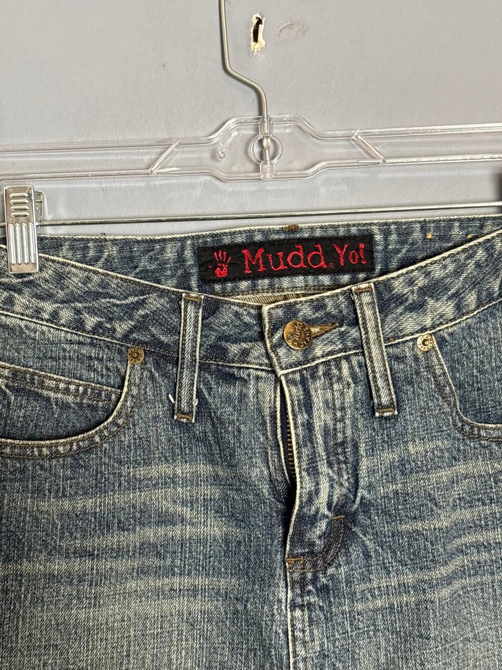 Mudd Yo Womens Blue Denim Mini Skirt Size 5 Cotton Y2K